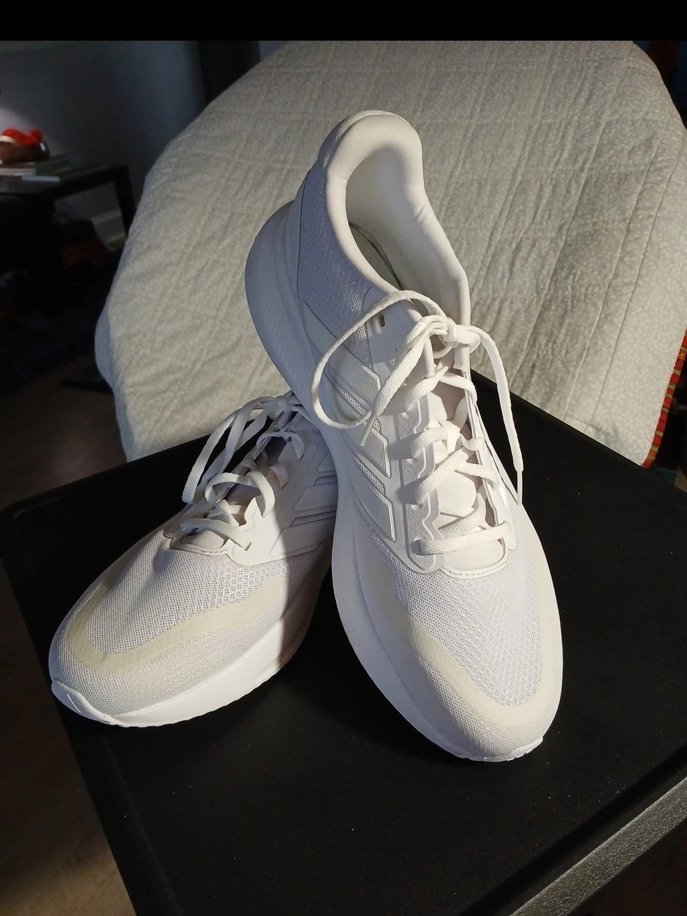 Adidas Falcon Run Men's White Lightweight Mesh Sneakers Comfort And Style Sz 13
